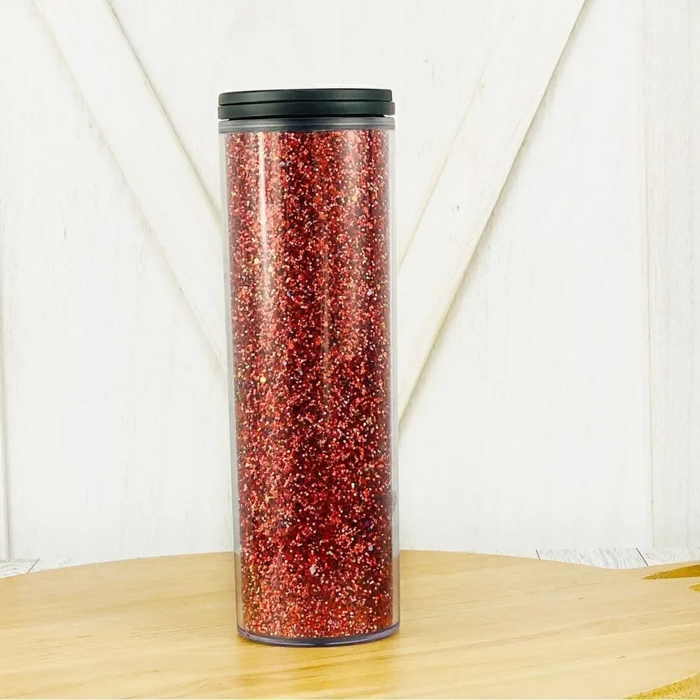 Starbucks Glitter Twist‎ Top Acrylic Tumbler Cup Red Silver Holiday